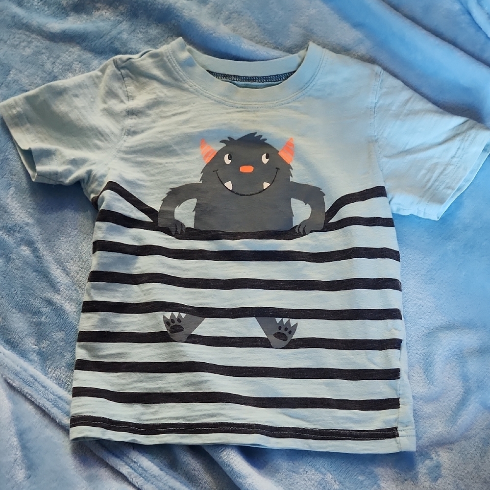 Carter's Blue Short Sleeve Tee with Playful Cat Design